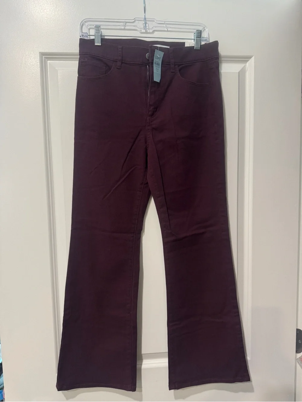 LOFT Petite High Rise Relaxed Flare Jeans - Plum